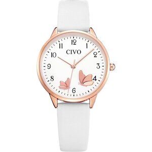 CIVO Women's Analog Quartz Watch, Waterproof Leather Strap Elegant Dress Watch